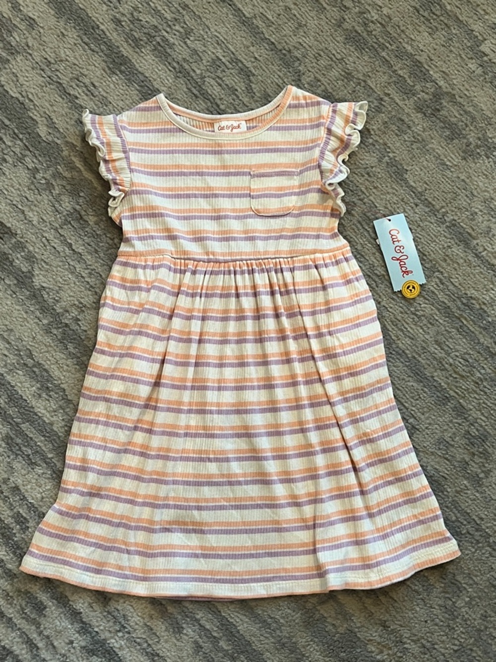 Cat & Jack Peach, Pink and Lavender Striped Girls Dress
